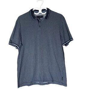Ted Baker London Polo Golf Shirt Circle Pattern Navy Blue White Size 6 Men’s XL